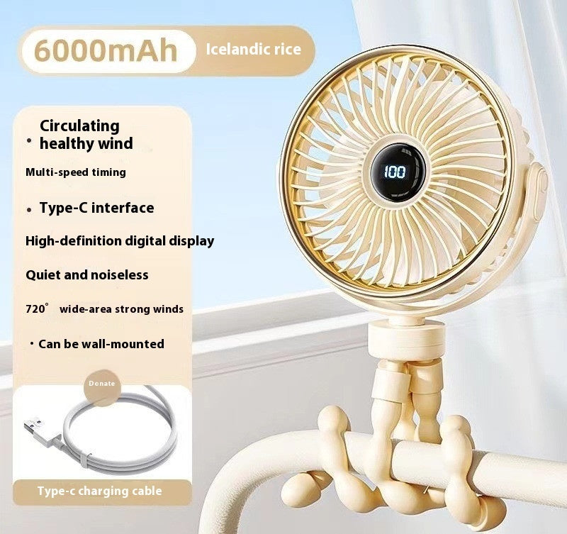 Octopus Stroller Digital Display Fan