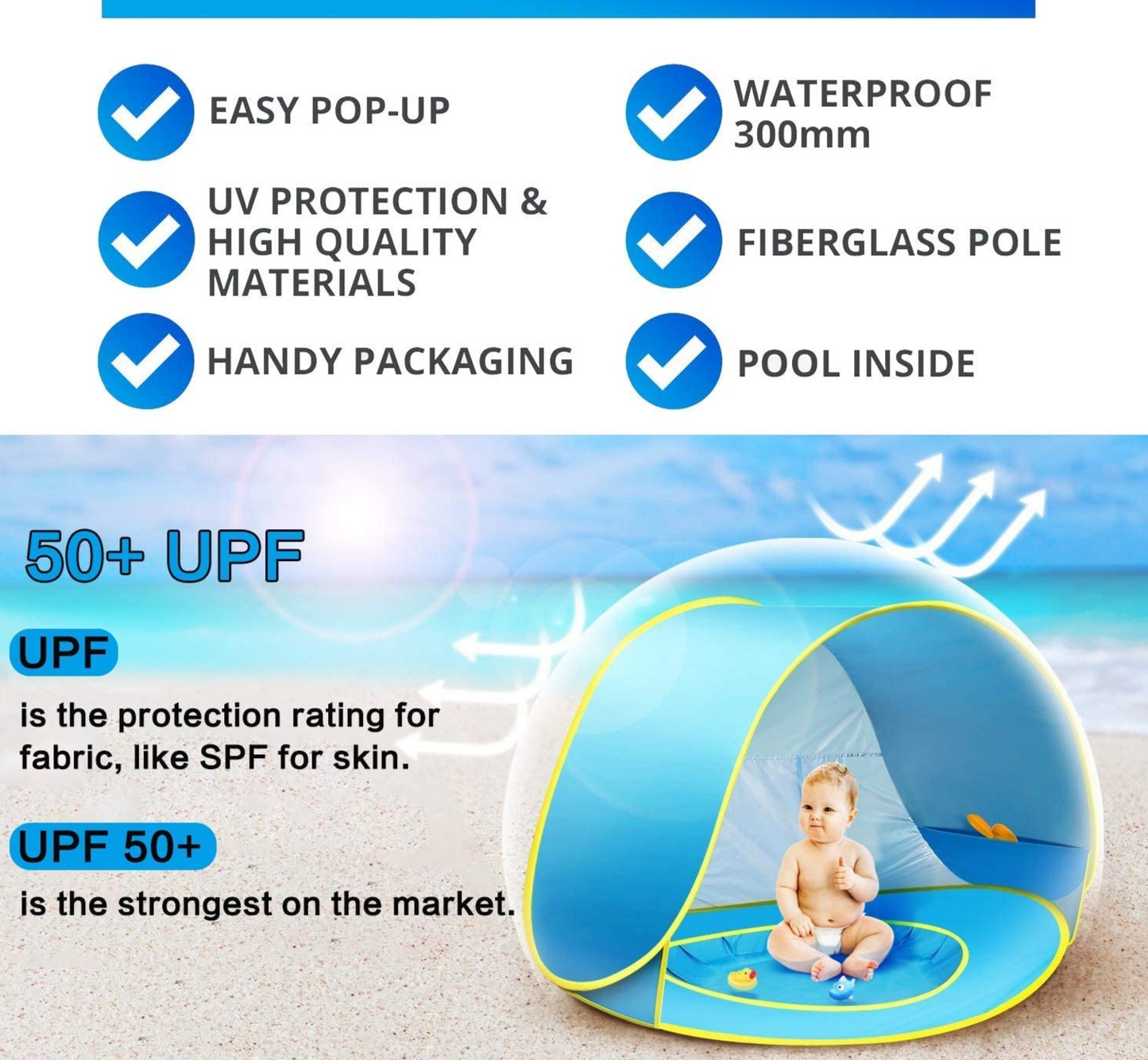 Portable Baby Beach Tent with Swimming Pool and Sun Shelter